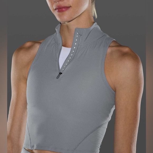 Lululemon Rib Zip-Front Cropped Run Tank Top - Picture 2 of 4